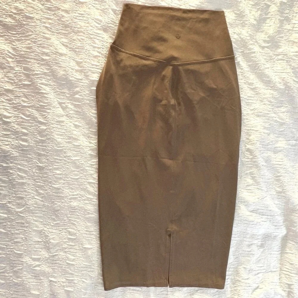 NWT New Lululemon Nulu™ Slim Fit High-Rise Midi Skirt Taupetastic Brown Pencil 4 - Picture 4 of 14